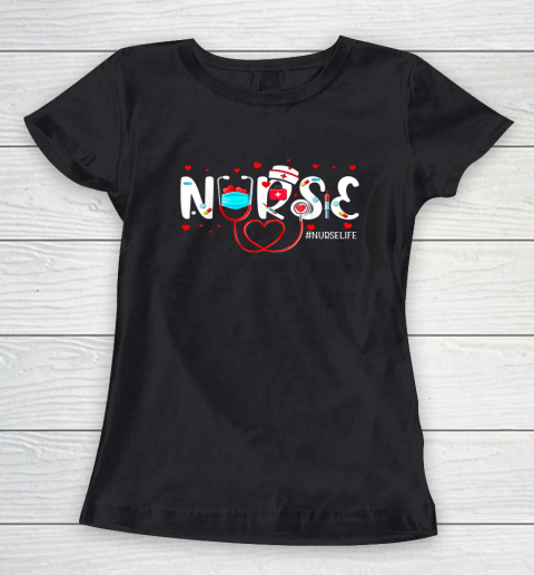 Nurse Cute Valentine's Day Valentine Heart Nurse Stethoscope Women's T-Shirt