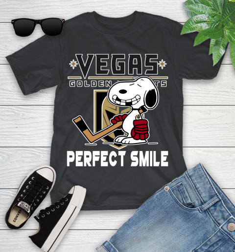 NHL Vegas Golden Knights Snoopy Perfect Smile The Peanuts Movie Hockey T Shirt Youth T-Shirt