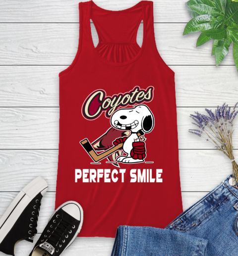 NHL Arizona Coyotes Snoopy Perfect Smile The Peanuts Movie Hockey T Shirt Racerback Tank 5