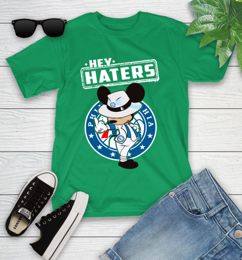 NBA Hey Haters Mickey Basketball Sports Philadelphia 76ers Youth T-Shirt 8