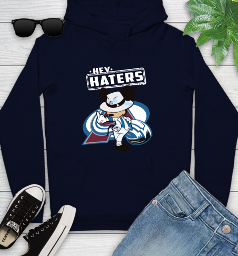 NHL Hey Haters Mickey Hockey Sports Colorado Avalanche Youth Hoodie 3