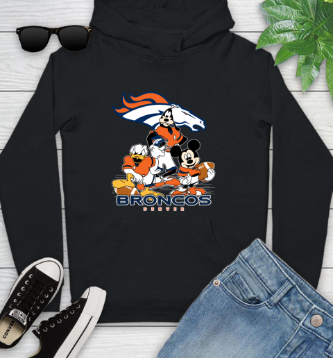 NFL Denver Broncos Mickey Mouse Donald Duck Goofy Football Shirt Youth Hoodie