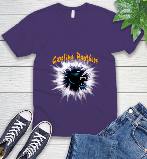 Carolina Panthers NFL Football Adoring Fan Rip Sports V-Neck T-Shirt 9