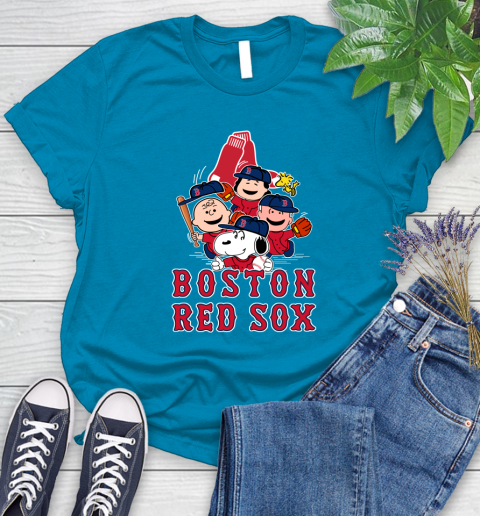 MLB Boston Red Sox Snoopy Charlie Brown Woodstock The Peanuts Movie Baseball T Shirt Women's T-Shirt 10