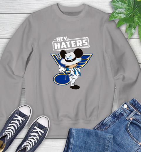 NHL Hey Haters Mickey Hockey Sports St.Louis Blues Sweatshirt 5