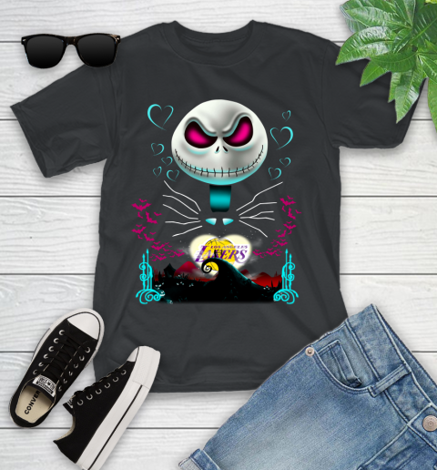 NBA Los Angeles Lakers Jack Skellington Sally The Nightmare Before Christmas Basketball Sports_000 Youth T-Shirt