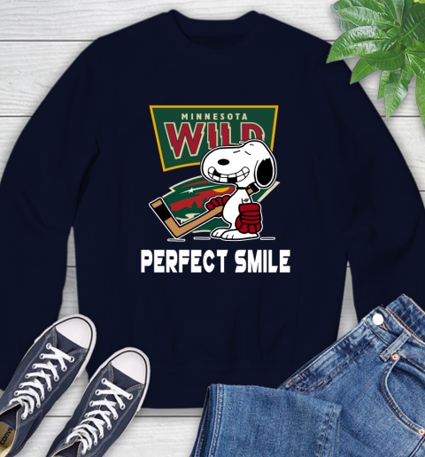 NHL Minnesota Wild Snoopy Perfect Smile The Peanuts Movie Hockey T Shirt Sweatshirt 2