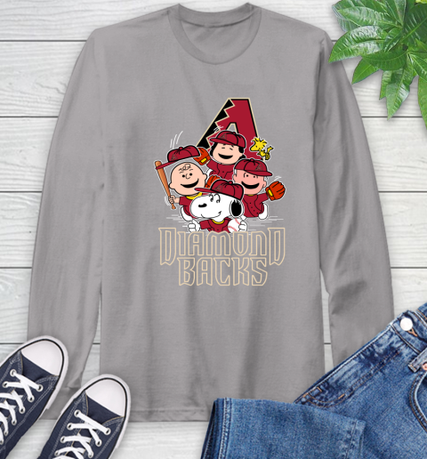 MLB Arizona Diamondbacks Snoopy Charlie Brown Woodstock The Peanuts Movie Baseball T Shirt_000 Long Sleeve T-Shirt 6