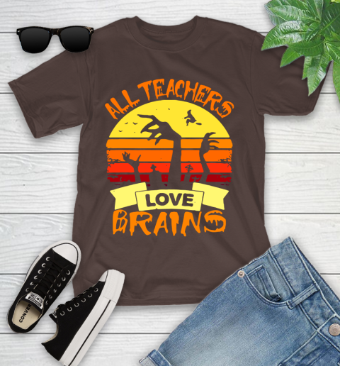 Halloween All Teachers Love Brains Sunset Youth T-Shirt 7