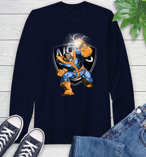 Brooklyn Nets NBA Basketball Thanos Avengers Infinity War Marvel Long Sleeve T-Shirt 3