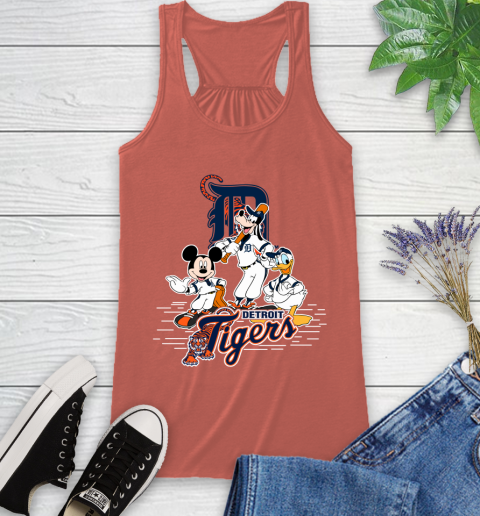 MLB Detroit Tigers Mickey Mouse Donald Duck Goofy Baseball T Shirt Racerback Tank 3