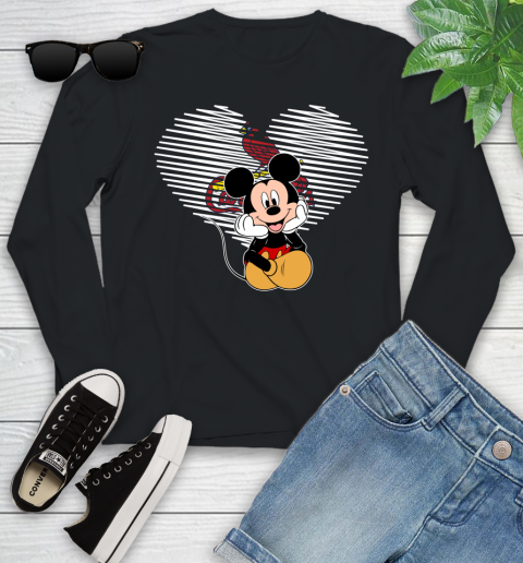 MLB St.Louis Cardinals The Heart Mickey Mouse Disney Baseball T Shirt_000 Youth Long Sleeve