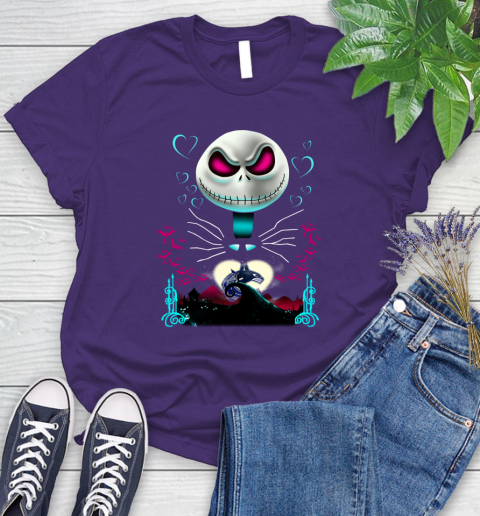 NHL Vancouver Canucks Jack Skellington Sally The Nightmare Before Christmas Hockey Women's T-Shirt 4