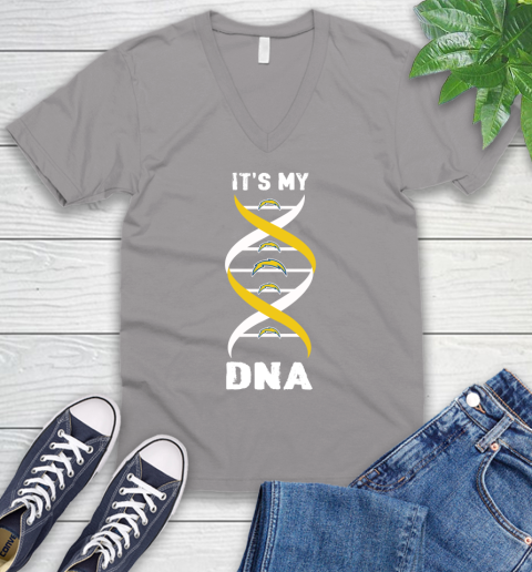 Los Angeles Chargers NFL Football It's My DNA Sports V-Neck T-Shirt 3