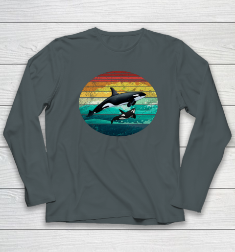 Orca Family Vintage Retro Art Killer Whale Family Long Sleeve T-Shirt 3