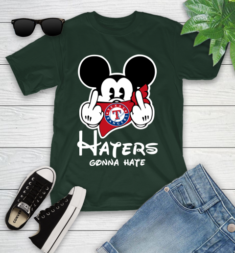 MLB Texas Rangers Haters Gonna Hate Mickey Mouse Disney Baseball T Shirt_000 Youth T-Shirt 5