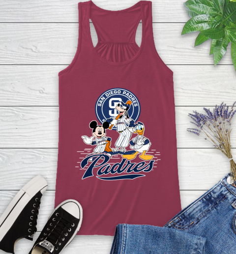 MLB San Diego Padres Mickey Mouse Donald Duck Goofy Baseball T Shirt Racerback Tank 7