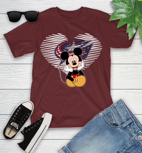 NHL Columbus Blue Jackets Carolina Hurricanes The Heart Mickey Mouse Disney Hockey Youth T-Shirt 14
