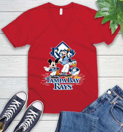 MLB Tampa Bay Rays Mickey Mouse Donald Duck Goofy Baseball T Shirt V-Neck T-Shirt 6