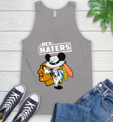 NHL Hey Haters Mickey Hockey Sports Chicago Blackhawks Tank Top 3