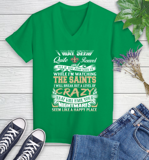 New Orleans Saints NFL Football Don't Mess With Me While I'm Watching My Team Women's V-Neck T-Shirt - Image 6