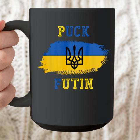 Ukraine Shirt Puck Futin Funny Stand With Ukraine Ukrainian Lover support Ceramic Mug 15oz