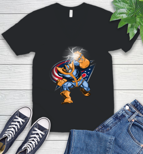 Columbus Blue Jackets NHL Hockey Thanos Avengers Infinity War Marvel V-Neck T-Shirt