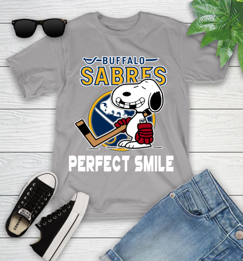 NHL Buffalo Sabres Snoopy Perfect Smile The Peanuts Movie Hockey T Shirt Youth T-Shirt 4