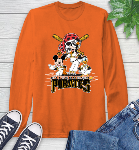 MLB Pittsburgh Pirates Mickey Mouse Donald Duck Goofy Baseball T Shirt Long Sleeve T-Shirt 4