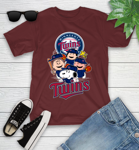 MLB Minnesota Twins Snoopy Charlie Brown Woodstock The Peanuts Movie Baseball T Shirt_000 Youth T-Shirt 14