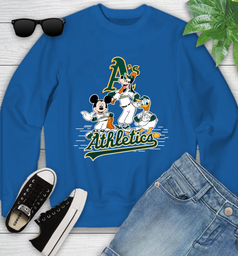 MLB Oakland Athletics Mickey Mouse Donald Duck Goofy Baseball T Shirt Youth Sweatshirt 7