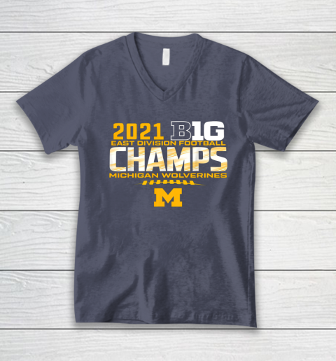 Michigan Big Ten 2021 East Division Champ Champions V-Neck T-Shirt 12