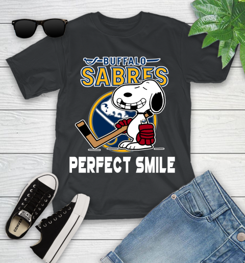 NHL Buffalo Sabres Snoopy Perfect Smile The Peanuts Movie Hockey T Shirt Youth T-Shirt