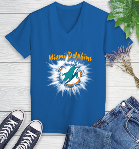 Miami Dolphins NFL Football Adoring Fan Rip Sports Women's V-Neck T-Shirt 10