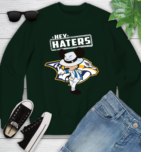 NHL Hey Haters Mickey Hockey Sports Nashville Predators Youth Sweatshirt 9