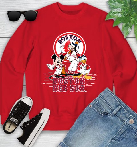 MLB Boston Red Sox Mickey Mouse Donald Duck Goofy Baseball T Shirt Youth Sweatshirt 8