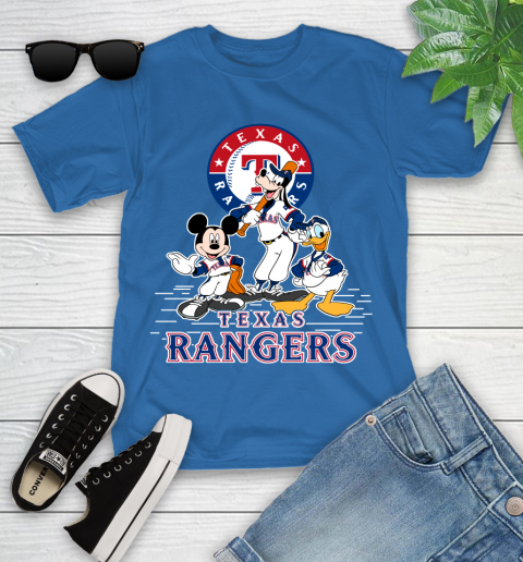 MLB Texas Rangers Mickey Mouse Donald Duck Goofy Baseball T Shirt Youth T-Shirt 12