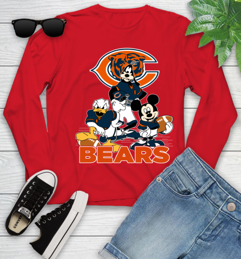 NFL Chicago Bears Mickey Mouse Donald Duck Goofy Football Shirt Youth Long Sleeve 11