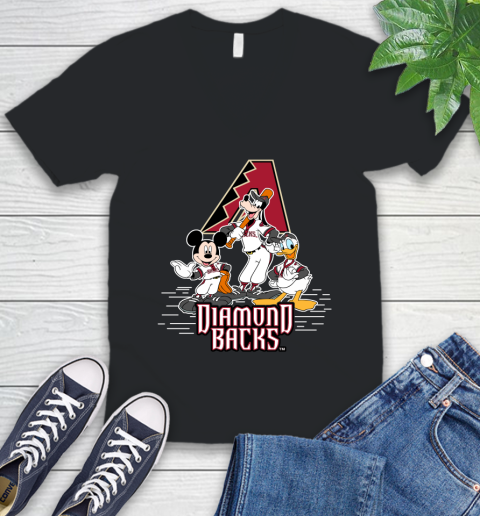 MLB Arizona Diamondbacks Mickey Mouse Donald Duck Goofy Baseball T Shirt V-Neck T-Shirt