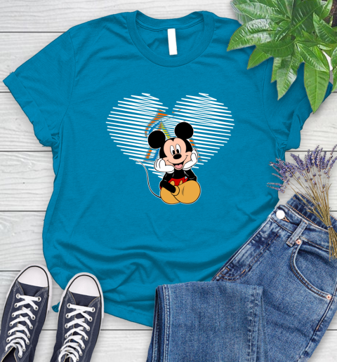 MLB Miami Marlins The Heart Mickey Mouse Disney Baseball T Shirt_000 Women's T-Shirt 10