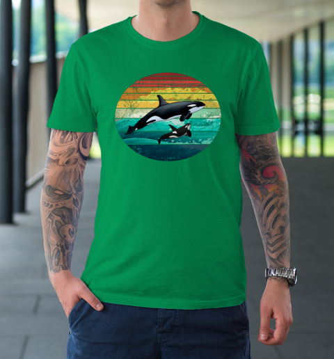 Orca Family Vintage Retro Art Killer Whale Family T-Shirt 5