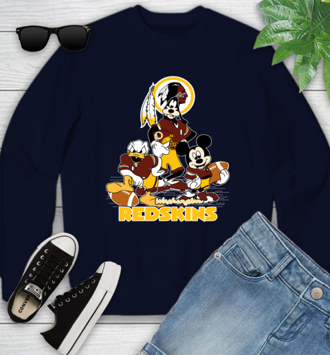 NFL Washington Redskins Mickey Mouse Donald Duck Goofy Football Shirt Youth Sweatshirt 2