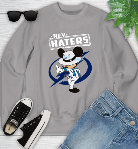 NHL Hey Haters Mickey Hockey Sports Tampa Bay Lightning Youth Sweatshirt 3