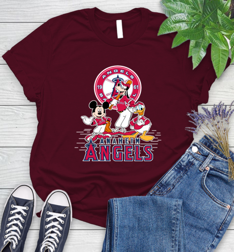 MLB Los Angeles Angels Mickey Mouse Donald Duck Goofy Baseball T Shirt Women's T-Shirt 7