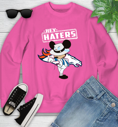 NFL Hey Haters Mickey Football Sports Denver Broncos Youth Sweatshirt 6