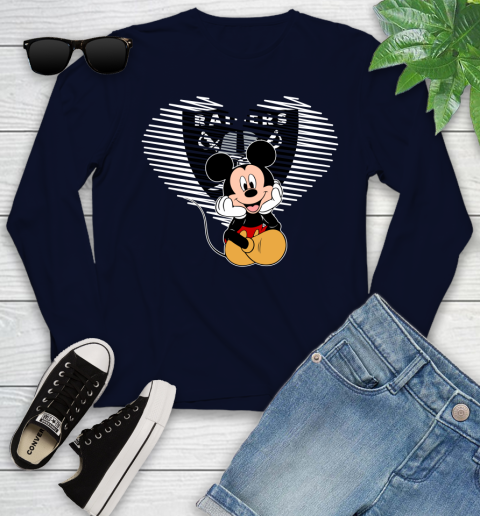 NFL Oakland Raiders The Heart Mickey Mouse Disney Football T Shirt_000 Youth Long Sleeve 2