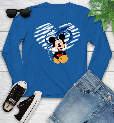 NHL Tampa Bay Lightning The Heart Mickey Mouse Disney Hockey Youth Long Sleeve 10
