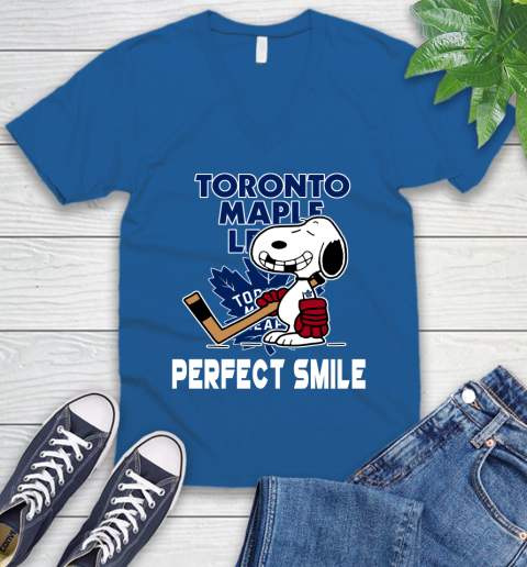 NHL Toronto Maple Leafs Snoopy Perfect Smile The Peanuts Movie Hockey T Shirt V-Neck T-Shirt 5