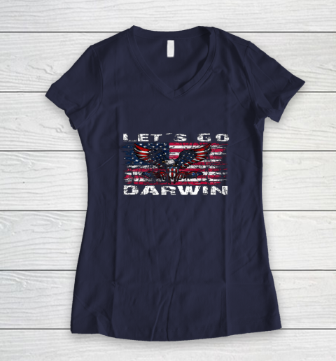 Let's go Darwin America Flag Eagle Women's V-Neck T-Shirt 7