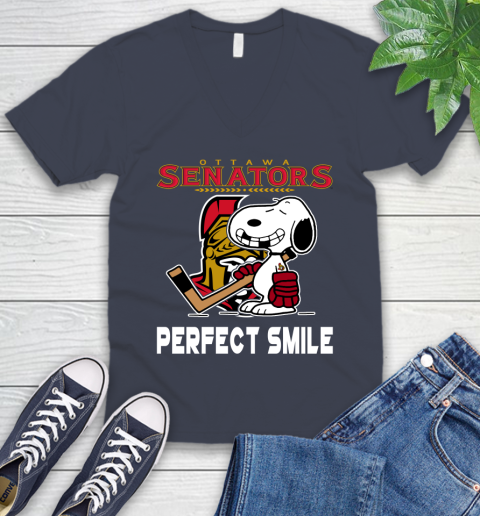 NHL New York Rangers Snoopy Perfect Smile The Peanuts Movie Hockey T Shirt V-Neck T-Shirt 8